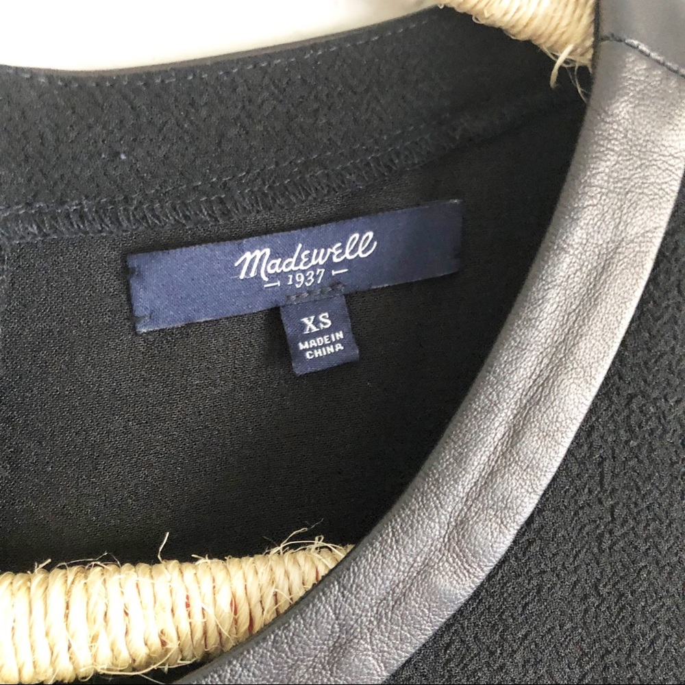 MADEWELL Leather Trim Tailored Tee Dress Black XS - Picture 7 of 9